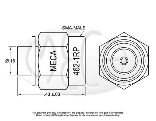 462-1RP Termination SMA-Type connectors drawing