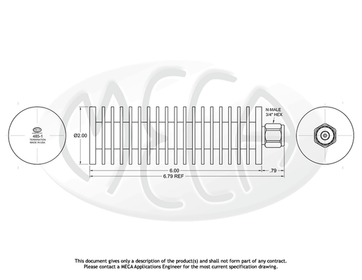 485-1 Microwave RF Termination N-Male connectors drawing
