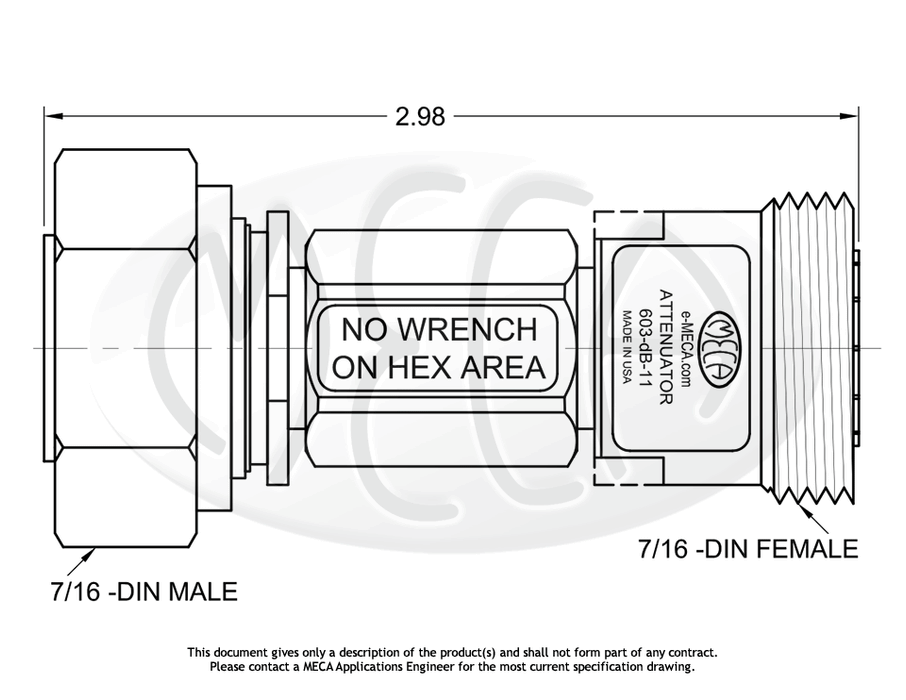 603-20-11 Attenuator 7/16 DIN connectors drawing