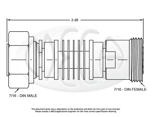 606-03-11 Coaxial Attenuator 7/16 DIN connectors drawing