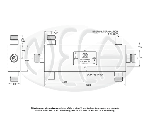 722N-10-0.600 Directional Coupler N-Female connectors drawing