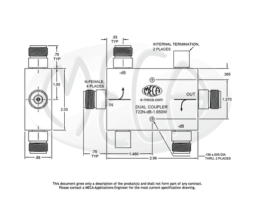 722N-10-1.650W Directional Couplers N-Female connectors drawing