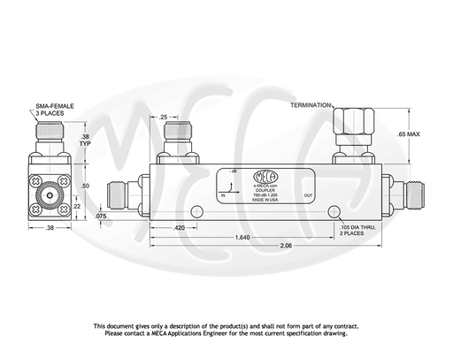 780-10-1.200 Directional Couplers SMA-Female connectors drawing