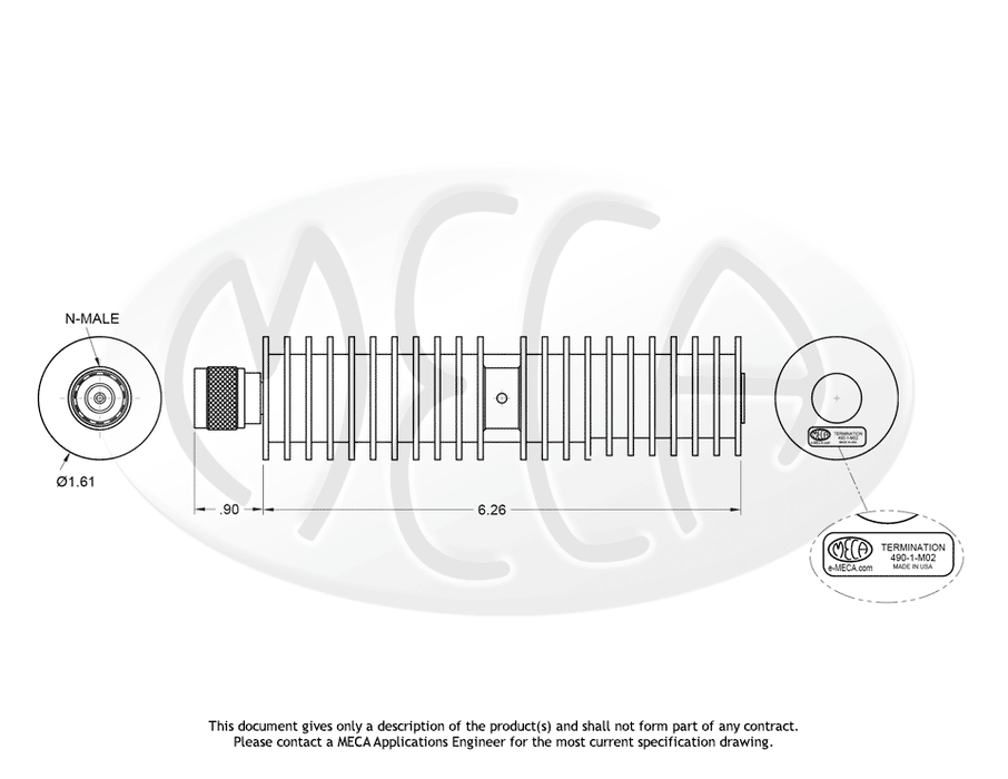 490-1-M02, N-Male, 100 Watts, Hz-8.500 GHz