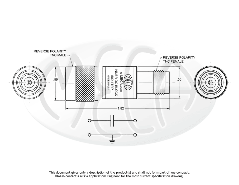 500-1TRP, 100 Watts, RP-TNC, 0.400-3.000 GHz