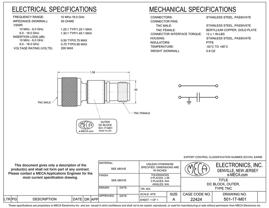 501-1T-M01, 200 Volts, TNC, 0.01-18.0 GHz