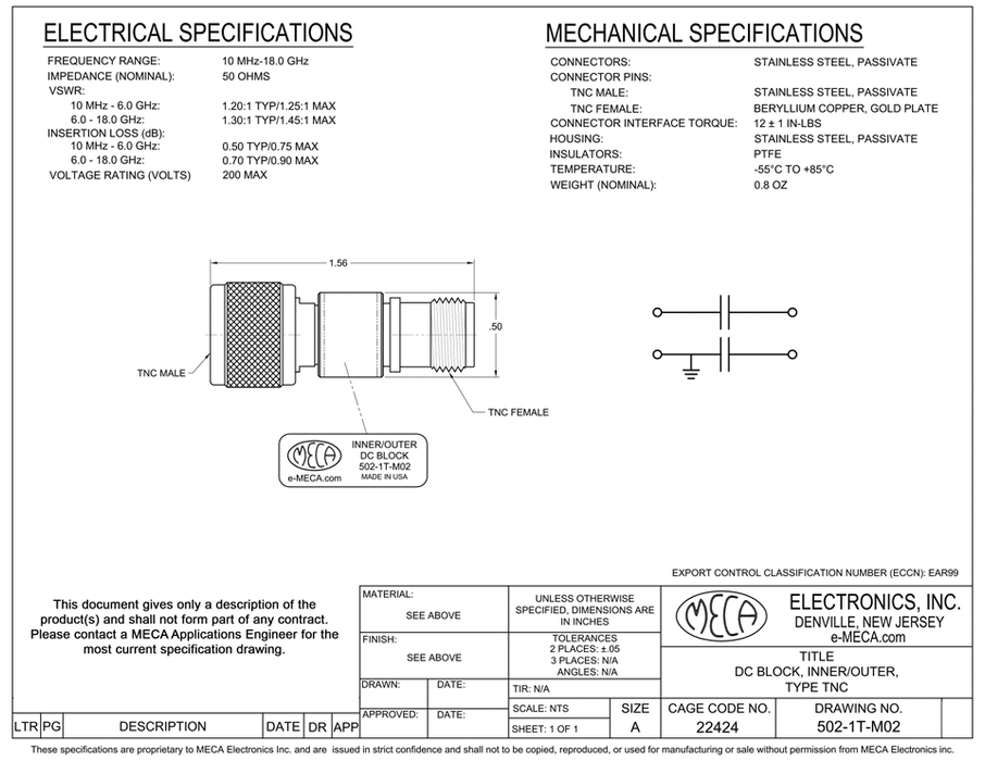 502-1T-M02, 200 Volts, TNC, 0.01-18.0 GHz