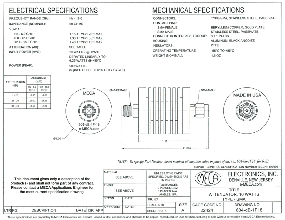 604-02-1F18, 10 Watts, Hz-18.0 GHz