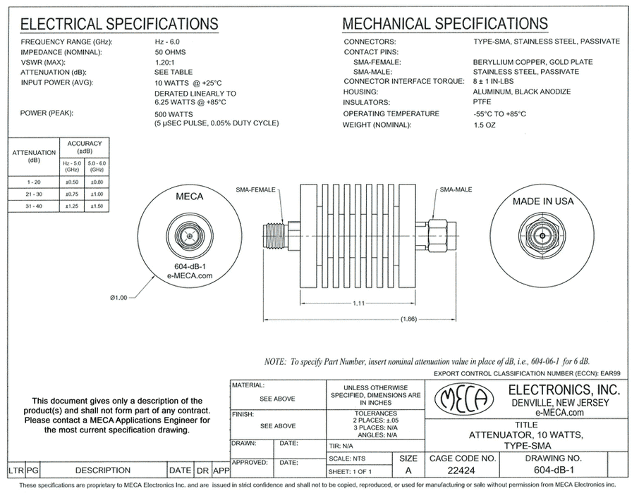 604-02-1, 10 Watts, Hz-6.0 GHz