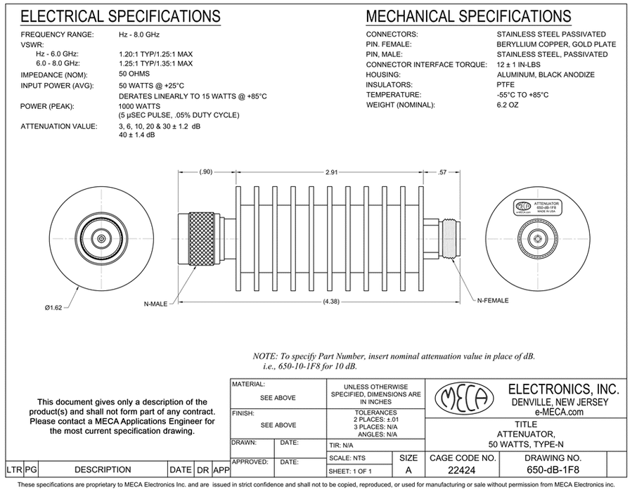 650-30-1F8, 50 Watts, Hz-8.0 GHz
