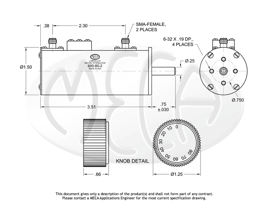 680-80-2, SMA-Female, 2 Watts, Hz-2.500 GHz