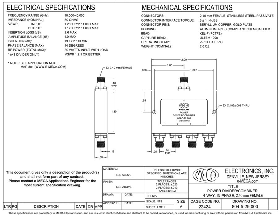 804-5-29.000, 2.4mm, 18.000-40.000 GHz
