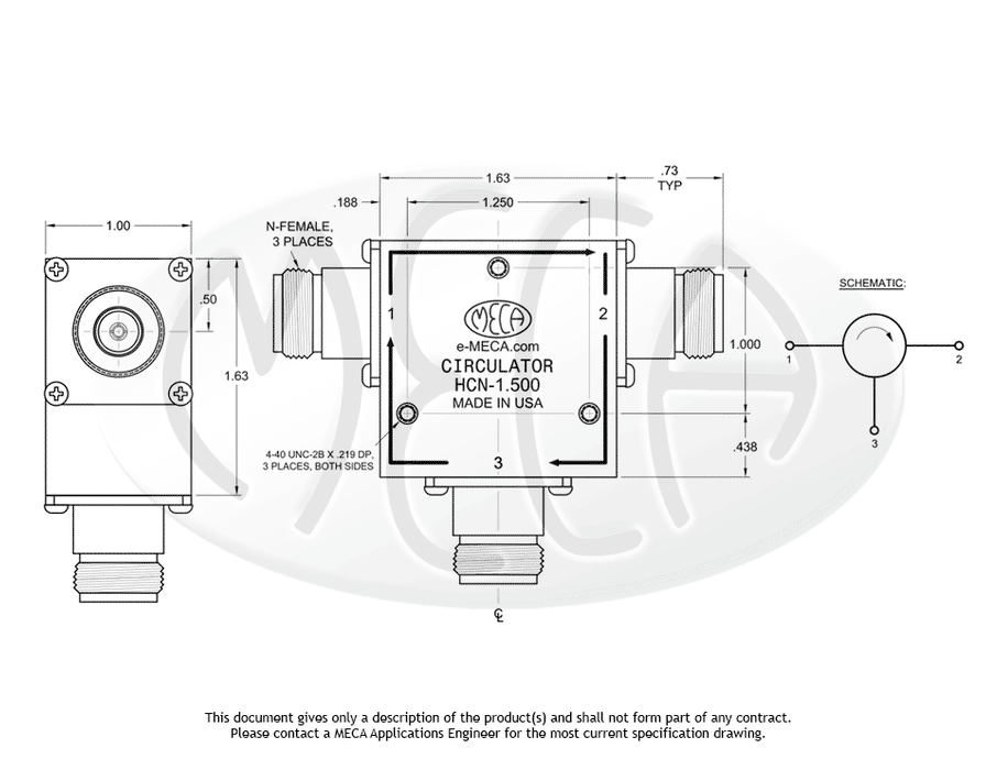 HCN-1.500, 350 Watts, N-Female 1.400-1.600 GHz