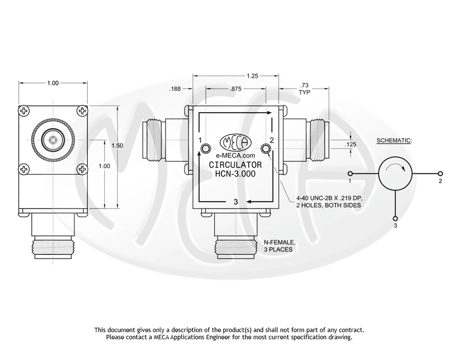 HCN-3.000, 100 Watts, N-Female 2.000-4.000 GHz