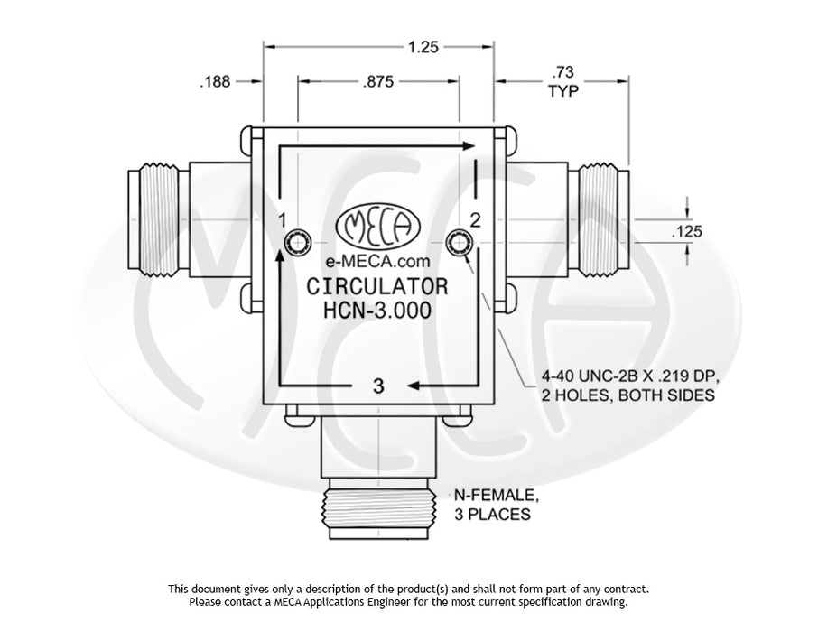 HCN-3.000, 100 Watts, N-Female 2.000-4.000 GHz