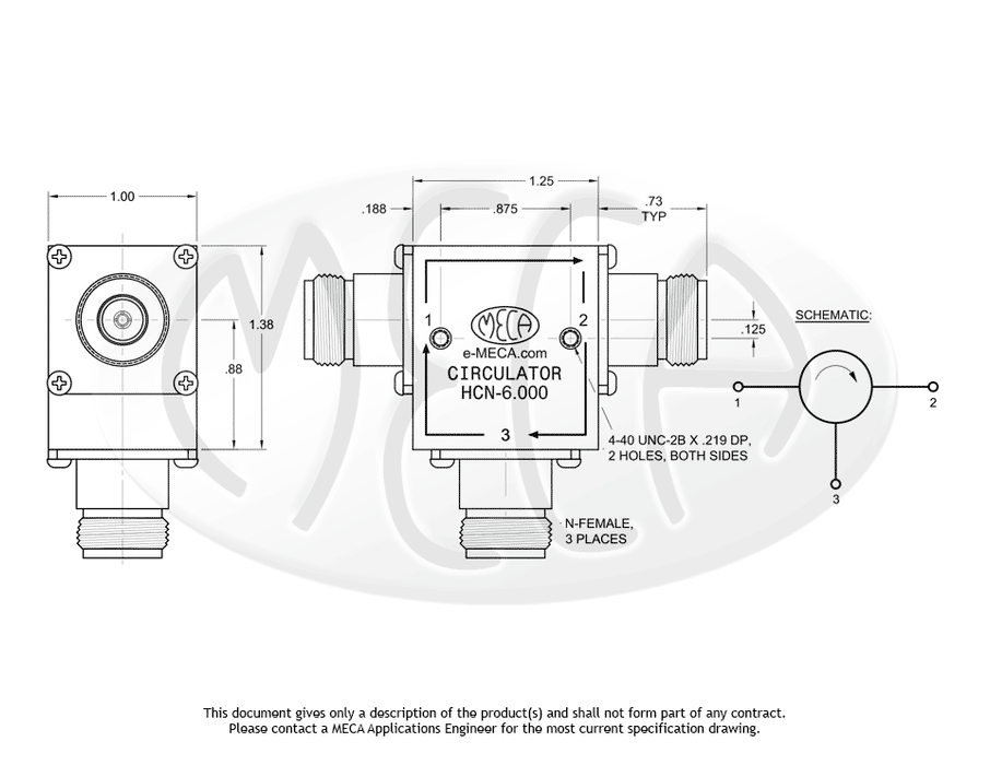 HCN-6.000, 100 Watts, N-Female 4.000-6.000 GHz