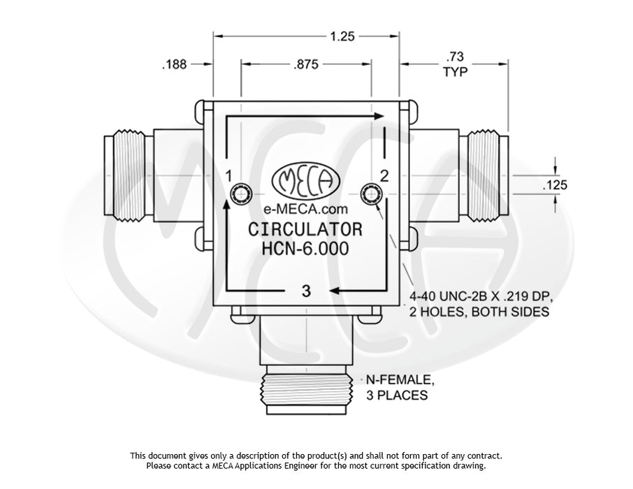 HCN-6.000, 100 Watts, N-Female 4.000-6.000 GHz