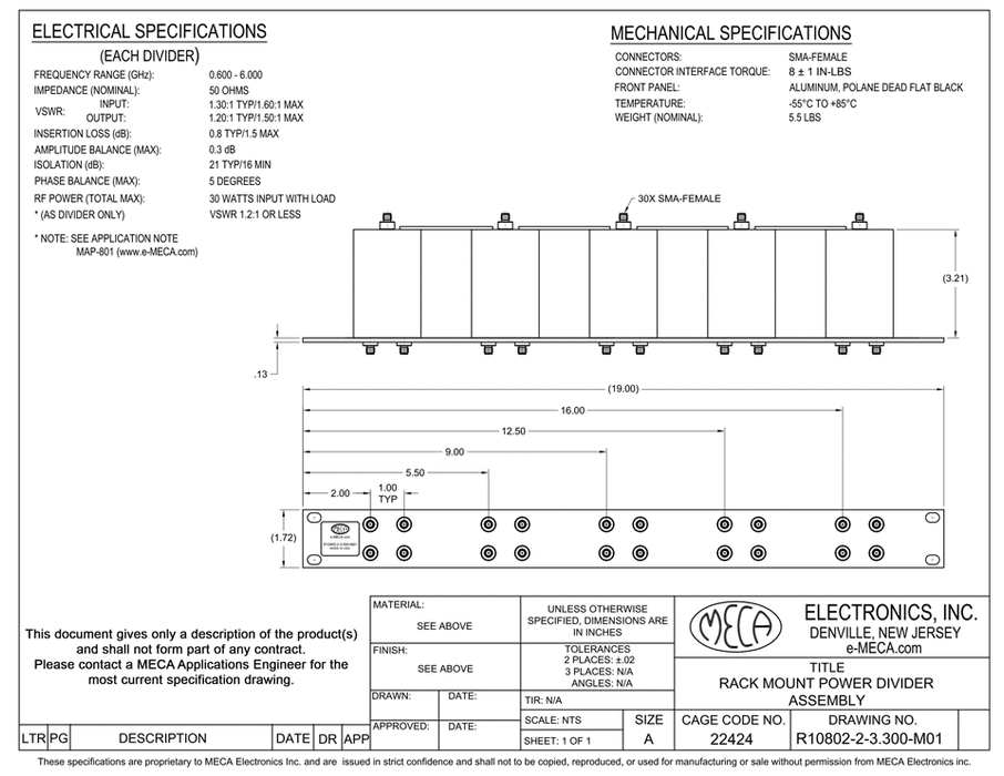 R10802-2-3.300-M01, SMA, 2-Way, 0.600-6.000 GHz