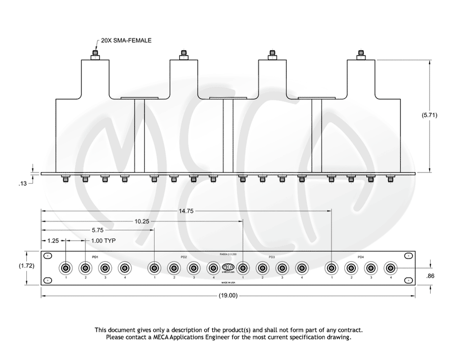 R4804-2-3.250, 4-Way, SMA, 0.500-6.000 GHz