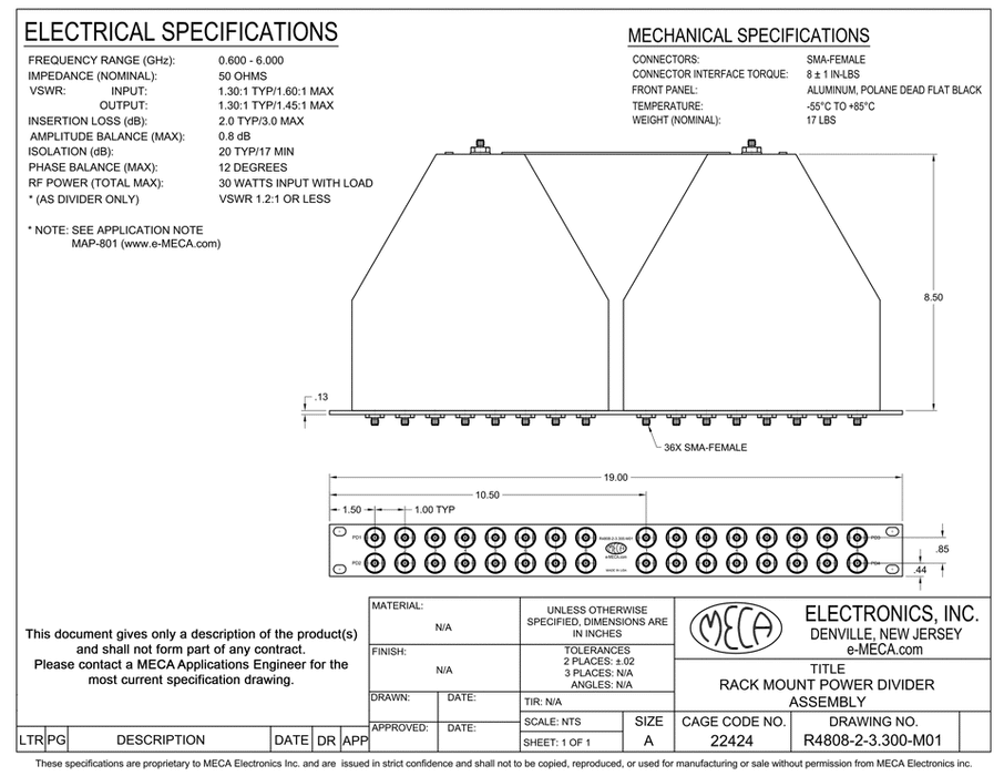 R4808-2-3.300-M01, SMA, 8-Way, 0.500-6.000 GHz