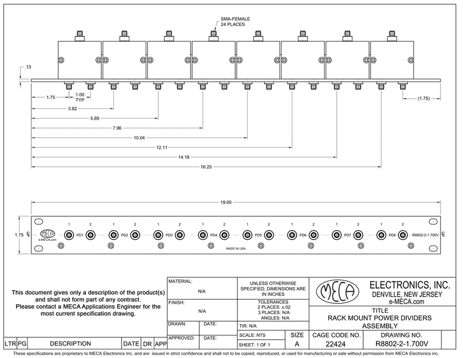 R8802-2-1.700V, 2-Way, SMA, 0.698-2.7 GHz