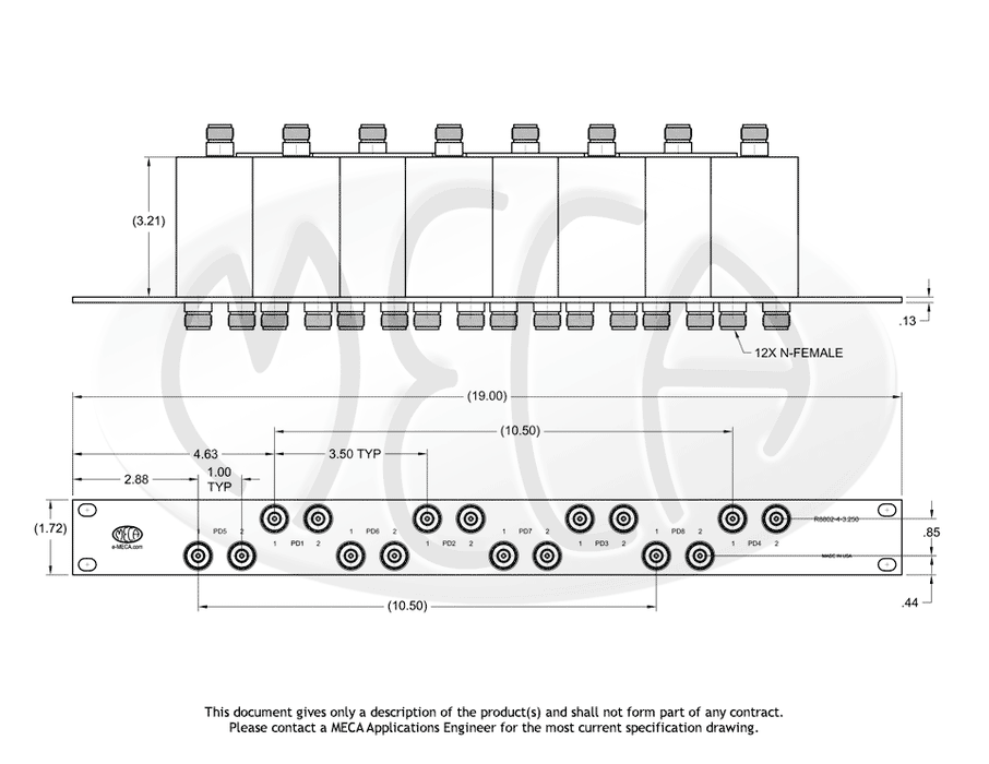 R8802-4-3.250, 8x2-Way, 0.500-6.000 GHz