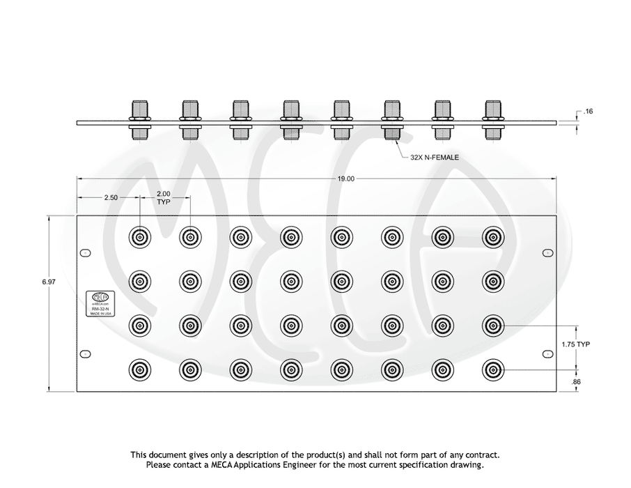RM-32-N, Patch Panel x 32, Hz-11.00 GHz