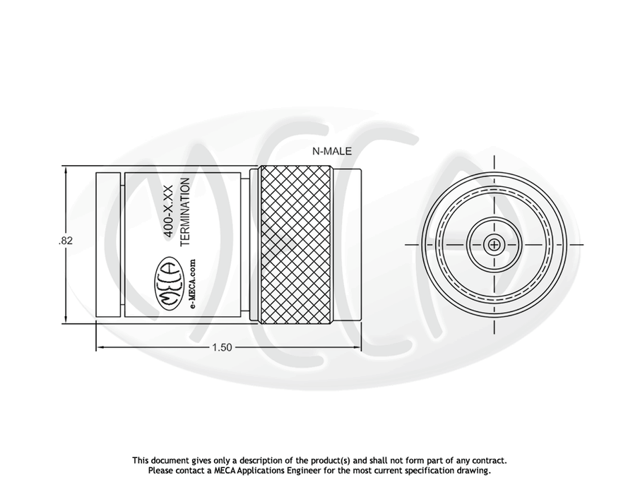 400-1.00 RF Termination N Male connectors drawing