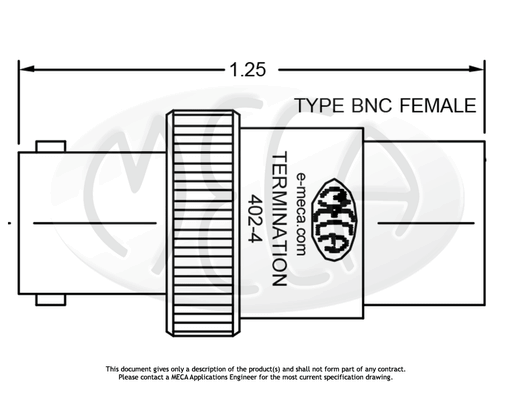 402-4 BNC Terminations connectors drawing