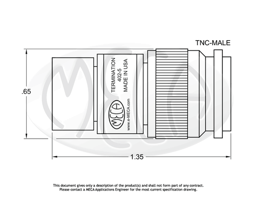 402-5 RF Load Termination TNC-Male connectors drawing