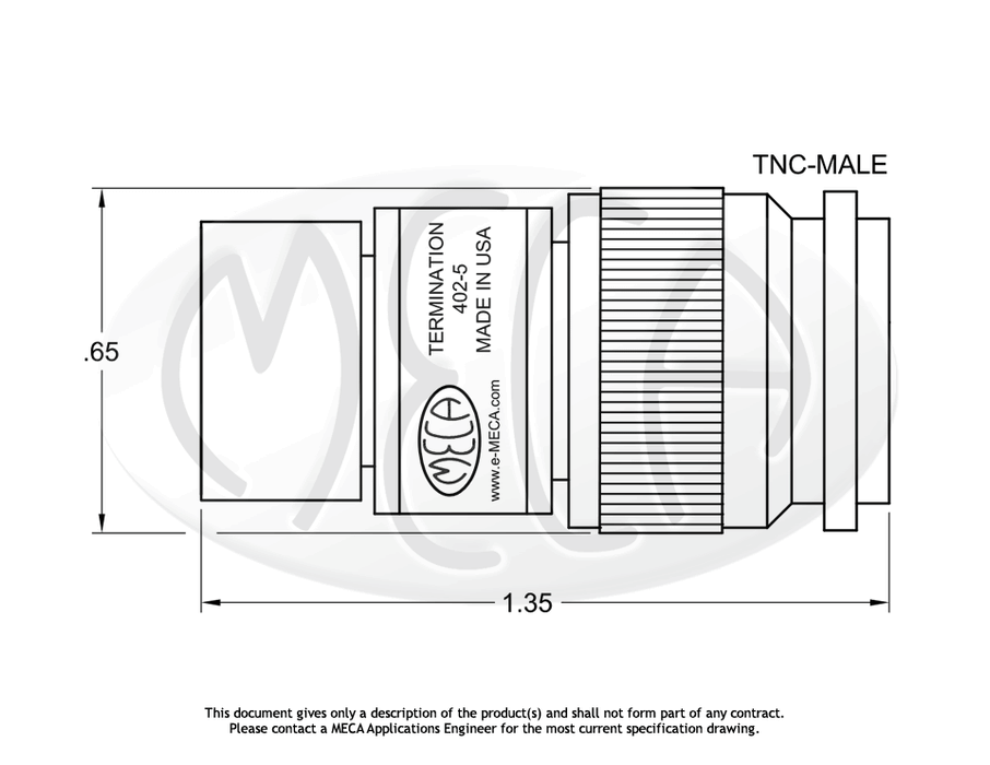 402-5 RF Load Termination TNC-Male connectors drawing
