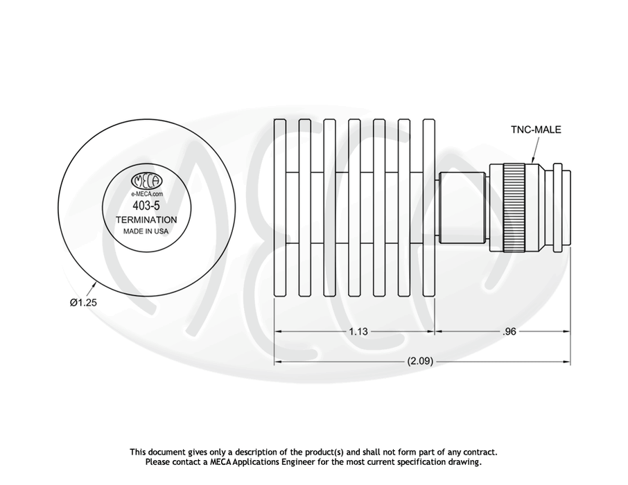 403-5 RF Loads TNC-Male connectors drawing