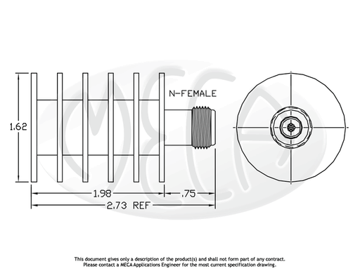 404-2 RF-Load Termination N-Female connectors drawing