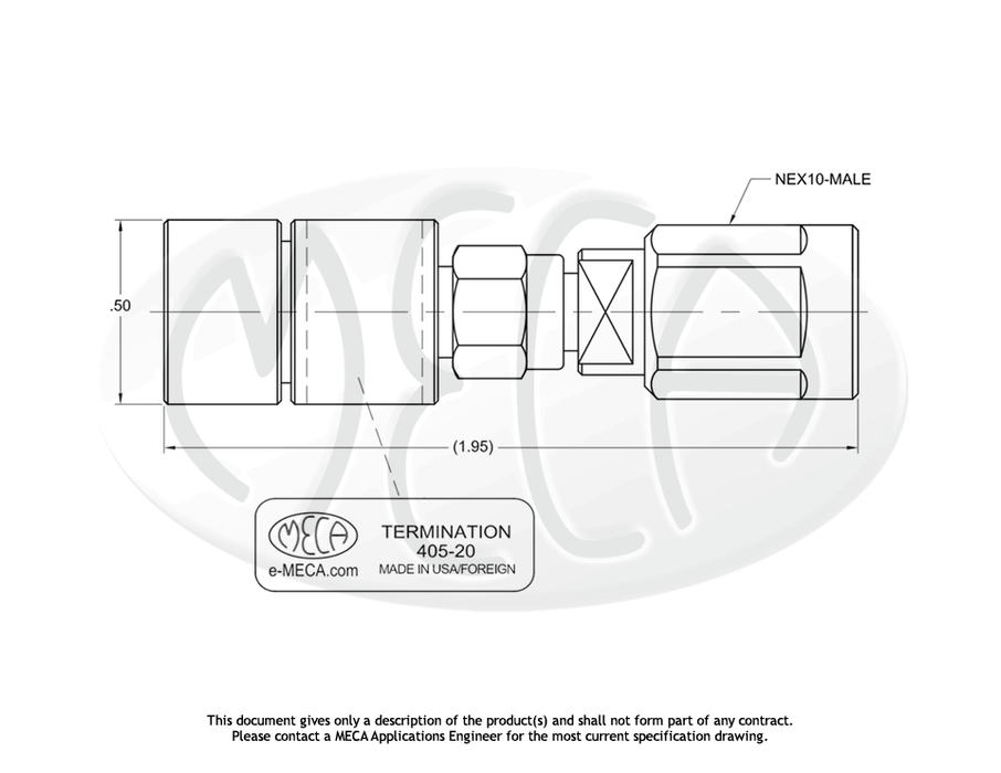 405-20 RF/Microwave Termination SMA-Female connectors drawing