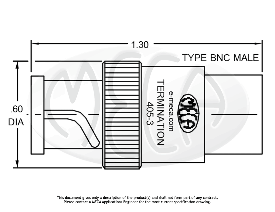 405-3 RF/Microwave Terminations BNC-Male connectors drawing