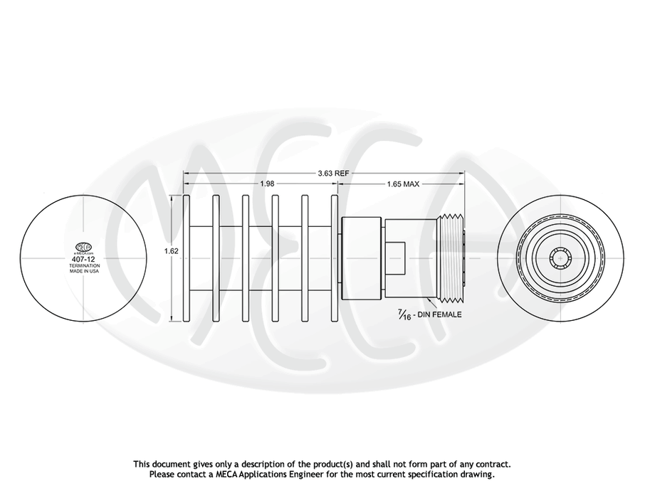 407-12 RF/Loads 7/16 DIN-Female connectors drawing