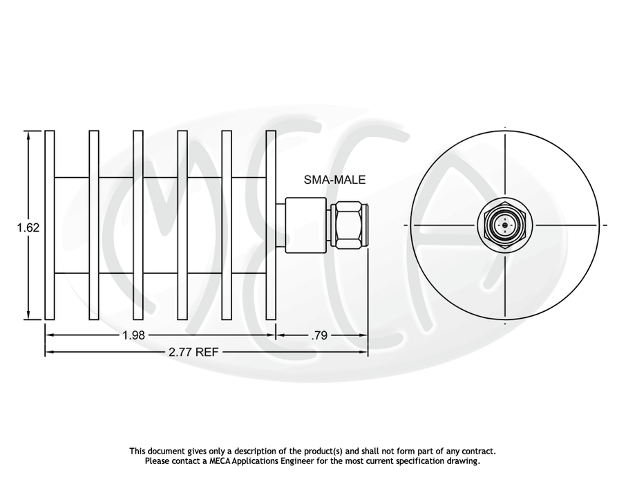 407-7 RF-Load SMA-Male connectors drawing
