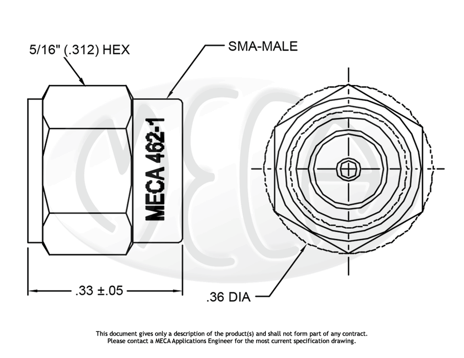 462-1 Termination SMA-M connectors drawing