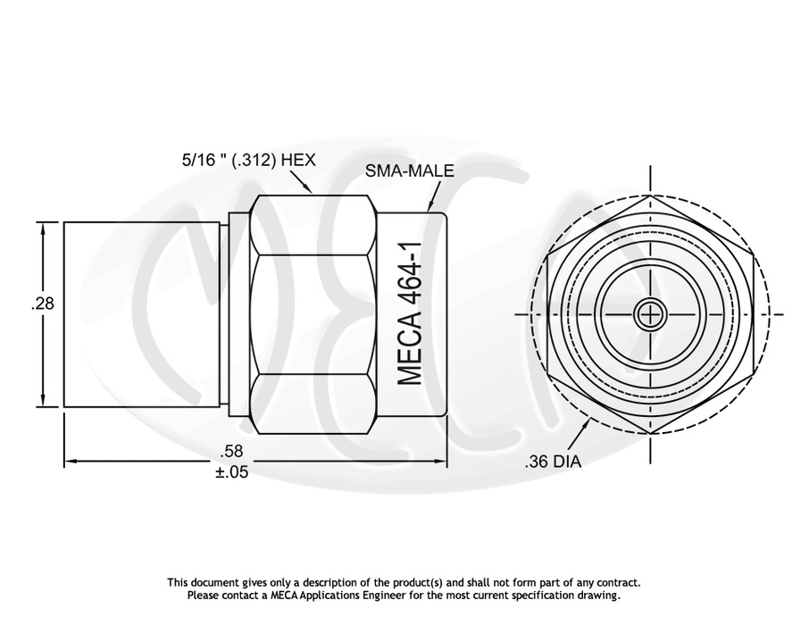 464-1 Terminations SMA-Type connectors drawing