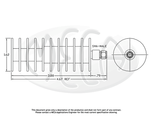 480-7 Microwave Terminations SMA-Male connectors drawing