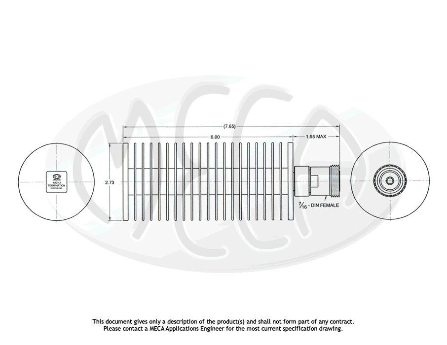 490-12 Termination 7/16 DIN-F connectors drawing