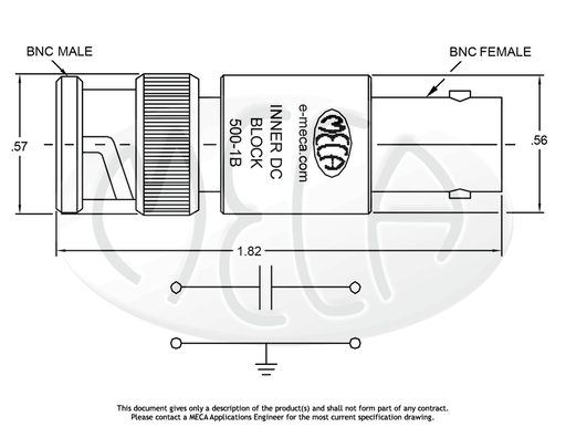 500-1B DC Block BNC connectors drawing