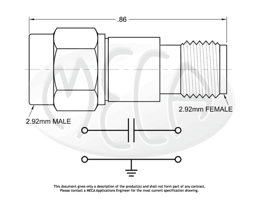 500-1K DC Block 2.92mm connectors drawing