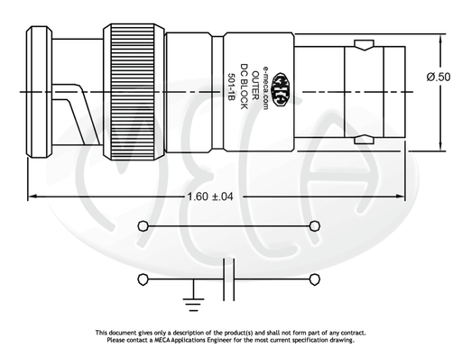 501-1B DC Block BNC connectors drawing