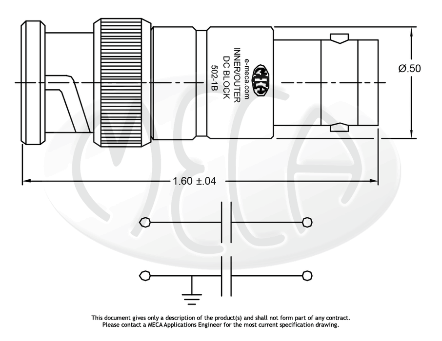 502-1B DC Block BNC connectors drawing