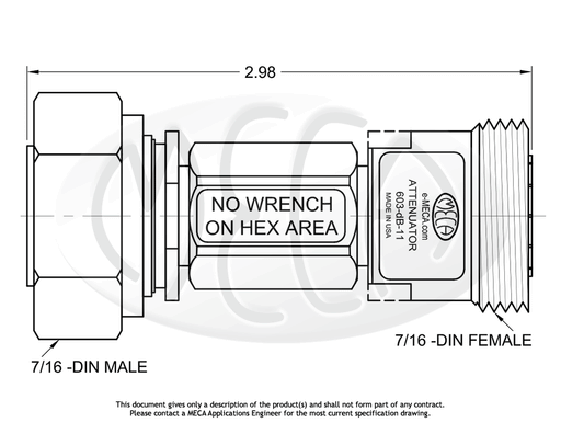 603-40-11 Attenuator 7/16 DIN connectors drawing