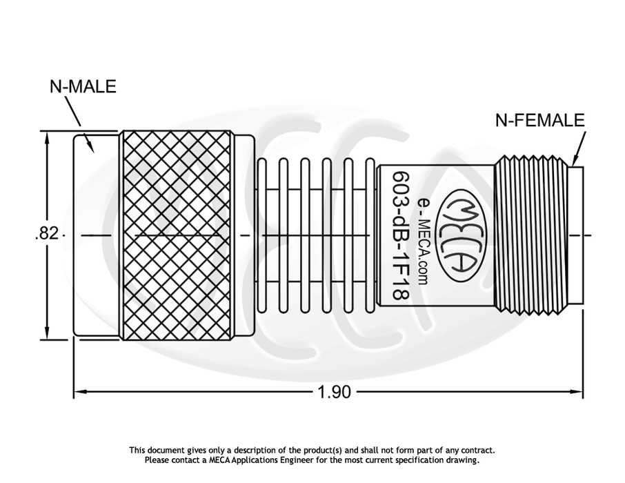 603-30-1F18 Coaxial Attenuators N-Type connectors drawing