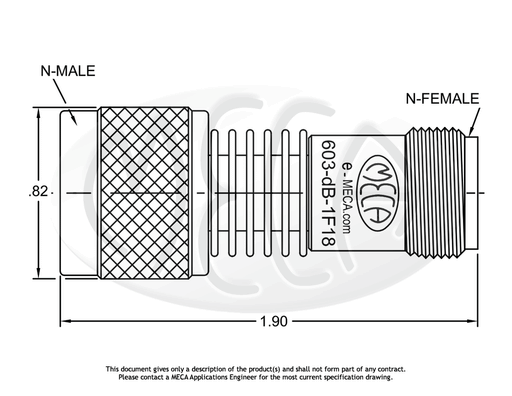 603-40-1F18 Attenuator N-Type connectors drawing