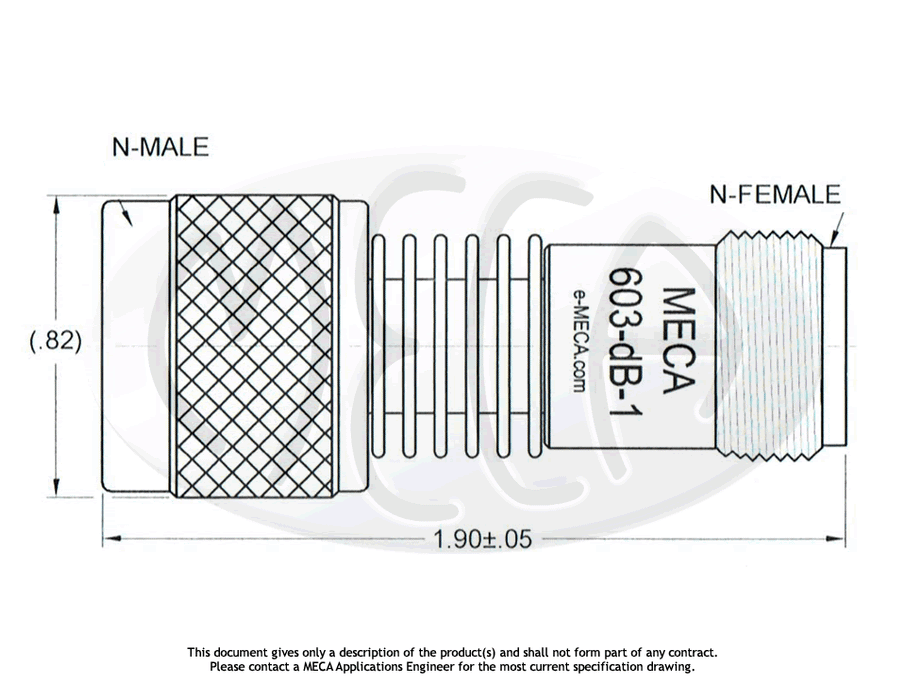 603-40-1 Attenuator N-Type connectors drawing
