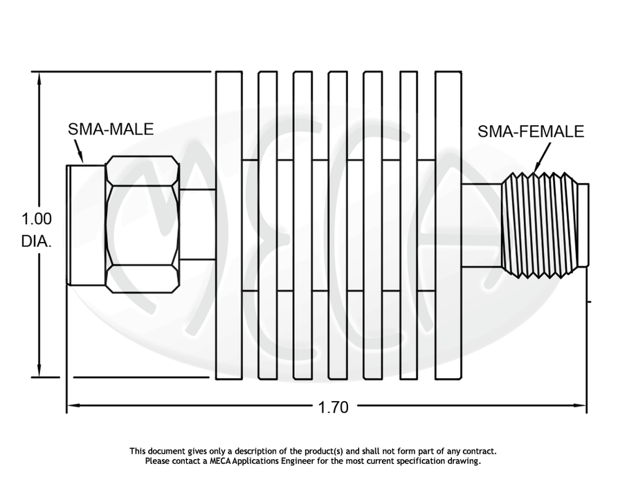 604-30-1F18 Attenuator SMA-Type connectors drawing